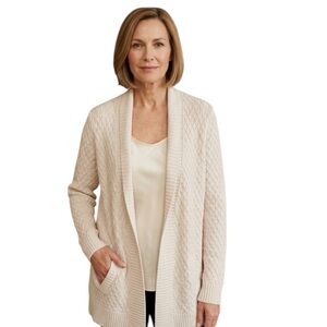 Talbots Lambswool Blend Cable Knit Cardigan Cream XLP
CC